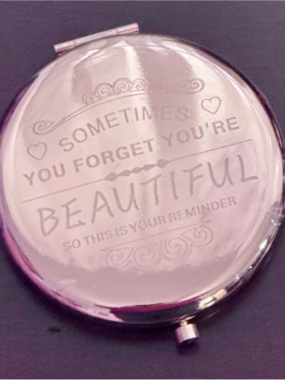 Compact Mirror - Rose Gold "Sometimes You Forget You're Beautiful" - Picture 3 of 4